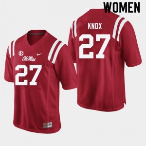 Women Jalen Knox Red Ole Miss College Football #27 Jersey 667213-151