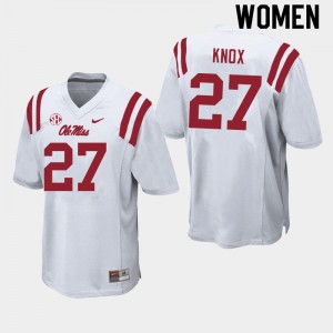 Women Jalen Knox White Ole Miss College Football #27 Jersey 525536-635