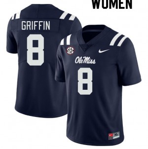 Women Jam Griffin Navy Ole Miss Rebels College Football #8 Jersey 125688-578