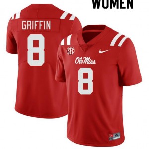 Women Jam Griffin Red Ole Miss Rebels College Football #8 Jersey 569892-393