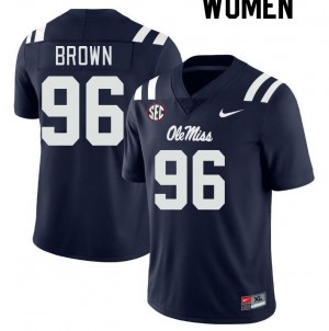 Women Jamarious Brown Navy Rebels College Football #96 Jersey 655308-916