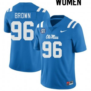 Women Jamarious Brown Powder Blue Ole Miss Rebels College Football #96 Jersey 993679-966