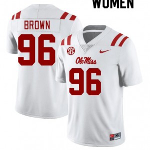Women Jamarious Brown White Rebels College Football #96 Jersey 783609-649