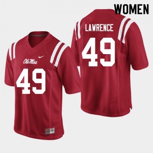Women Jared Lawrence Red University of Mississippi College Football #49 Jersey 537046-419
