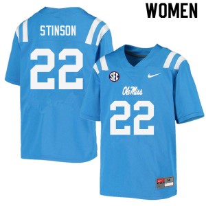 Women Jarell Stinson Powder Blue Rebels College Football #22 Jersey 515290-903