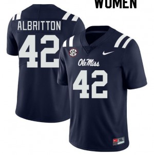 Women Jason Albritton Navy Ole Miss College Football #42 Jersey 631938-919