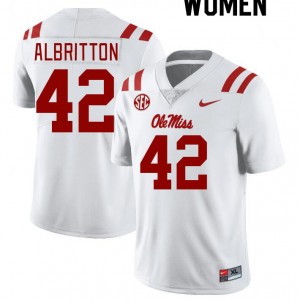 Women Jason Albritton White Ole Miss College Football #42 Jersey 290398-313