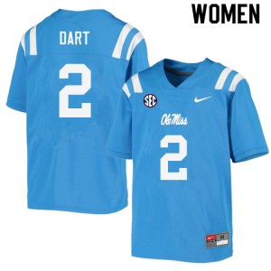 Women Jaxson Dart Powder Blue Ole Miss College Football #2 Jersey 419668-515