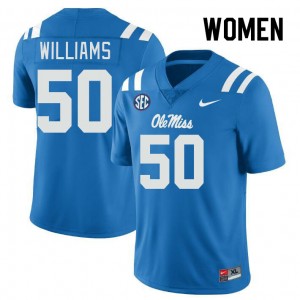 Women Jayden Williams Powder Blue Ole Miss Rebels College Football #50 Jersey 559447-102