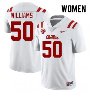 Women Jayden Williams White Ole Miss College Football #50 Jersey 132456-381