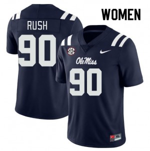 Women Jeffery Rush Navy Ole Miss College Football #90 Jersey 681331-158