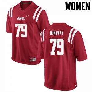 Women Jim Dunaway Red Ole Miss Rebels College Football #79 Jersey 350638-952