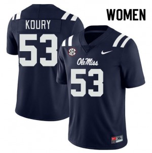 Women Joe Koury Navy University of Mississippi College Football #53 Jersey 800276-913