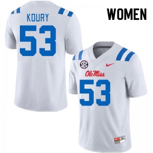 Women Joe Koury White Rebels 2024 New College Football #53 Jersey 428450-383