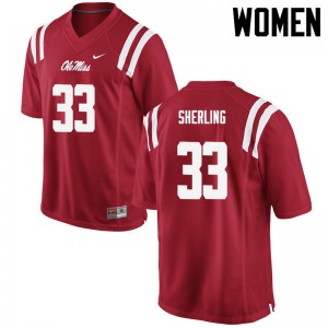 Women John-Patrick Sherling Red Ole Miss College Football #33 Jersey 687202-655