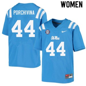 Women John Porchivina Powder Blue Ole Miss College Football #44 Jersey 726698-983