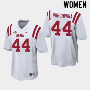 Women John Porchivina White Ole Miss College Football #44 Jersey 564062-433