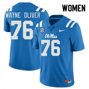 Women John Wayne Oliver Powder Blue Ole Miss Rebels College Football #76 Jersey 290541-680