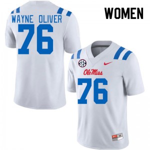 Women John Wayne Oliver White Ole Miss 2024 New College Football #76 Jersey 131679-621
