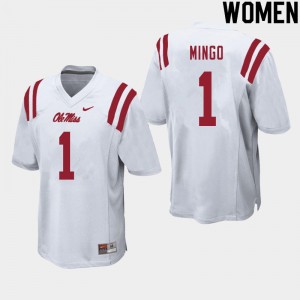 Women Jonathan Mingo White Rebels College Football #1 Jersey 667162-864