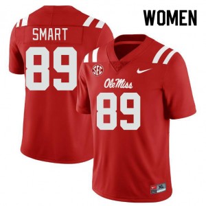 Women Jordan Smart Red University of Mississippi College Football #89 Jersey 438876-350