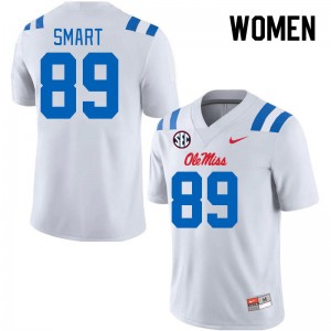 Women Jordan Smart White Rebels 2024 New College Football #89 Jersey 256332-700