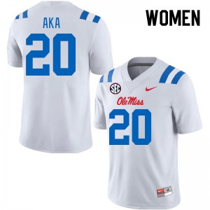Women Joshua Aka White Ole Miss Rebels 2024 New College Football #20 Jersey 547068-109