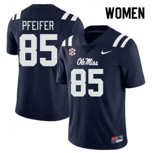 Women Joshua Pfeifer Navy Rebels College Football #85 Jersey 149641-865