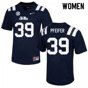 Women Joshua Pfeifer Navy Ole Miss College Football #39 Jersey 111935-303