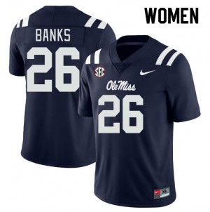 Women Katrevrick Banks Navy Rebels College Football #26 Jersey 432568-931