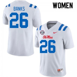 Women Katrevrick Banks White University of Mississippi 2024 New College Football #26 Jersey 232986-178