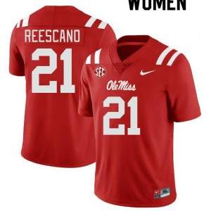 Women Kedrick Reescano Red Ole Miss College Football #21 Jersey 455108-361