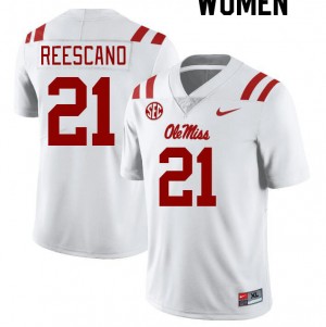 Women Kedrick Reescano White University of Mississippi College Football #21 Jersey 241471-570