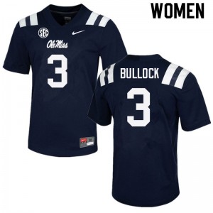 Women Kentrel Bullock Navy Rebels College Football #3 Jersey 998850-112