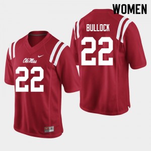 Women Kentrel Bullock Red Ole Miss Rebels College Football #22 Jersey 209877-634