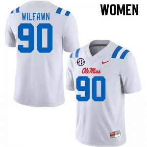 Women Kortlen Wilfawn White University of Mississippi 2024 New College Football #90 Jersey 983827-558