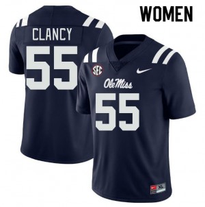 Women Lakendrick Clancy Navy University of Mississippi College Football #55 Jersey 672370-568