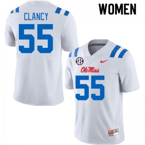 Women Lakendrick Clancy White Ole Miss Rebels 2024 New College Football #55 Jersey 701835-218
