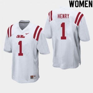 Women Lakia Henry White Ole Miss College Football #1 Jersey 389938-879