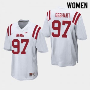 Women Land Gebhart White University of Mississippi College Football #97 Jersey 797542-461