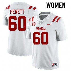 Women Lane Hewett White University of Mississippi College Football #60 Jersey 967591-446