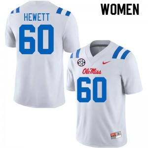 Women Lane Hewett White University of Mississippi 2024 New College Football #60 Jersey 578112-333