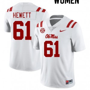 Women Lane Hewett White Ole Miss Rebels College Football #61 Jersey 437534-312