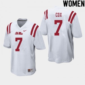 Women LeDarrius Cox White Ole Miss Rebels College Football #7 Jersey 688948-468