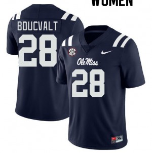 Women Lex Boucvalt Navy University of Mississippi College Football #28 Jersey 691044-696