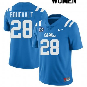 Women Lex Boucvalt Powder Blue Ole Miss Rebels College Football #28 Jersey 146265-457