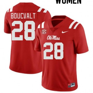 Women Lex Boucvalt Red Ole Miss Rebels College Football #28 Jersey 185849-972