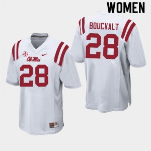 Women Lex Boucvalt White Ole Miss Rebels College Football #28 Jersey 676888-358