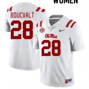 Women Lex Boucvalt White Ole Miss Rebels College Football #28 Jersey 854988-844