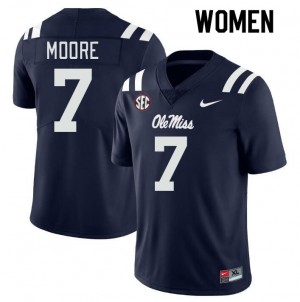 Women Louis Moore Navy Ole Miss Rebels College Football #7 Jersey 625347-798